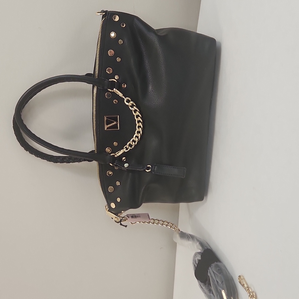 Victorias Secret Black Slouchy Studded Crossbody Bag. Size 8.9"x5.1" - Picture 4 of 6